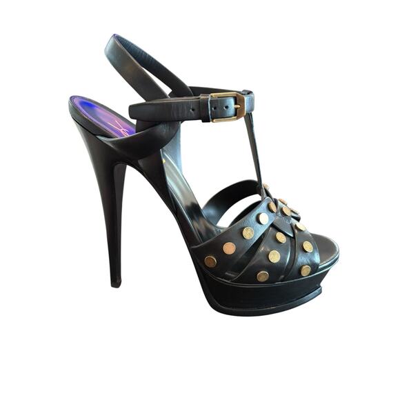 Saint Laurent Tribute Studded Platform Sandals Heels 145mm Party Statement Sz 9 - Picture 6 of 14